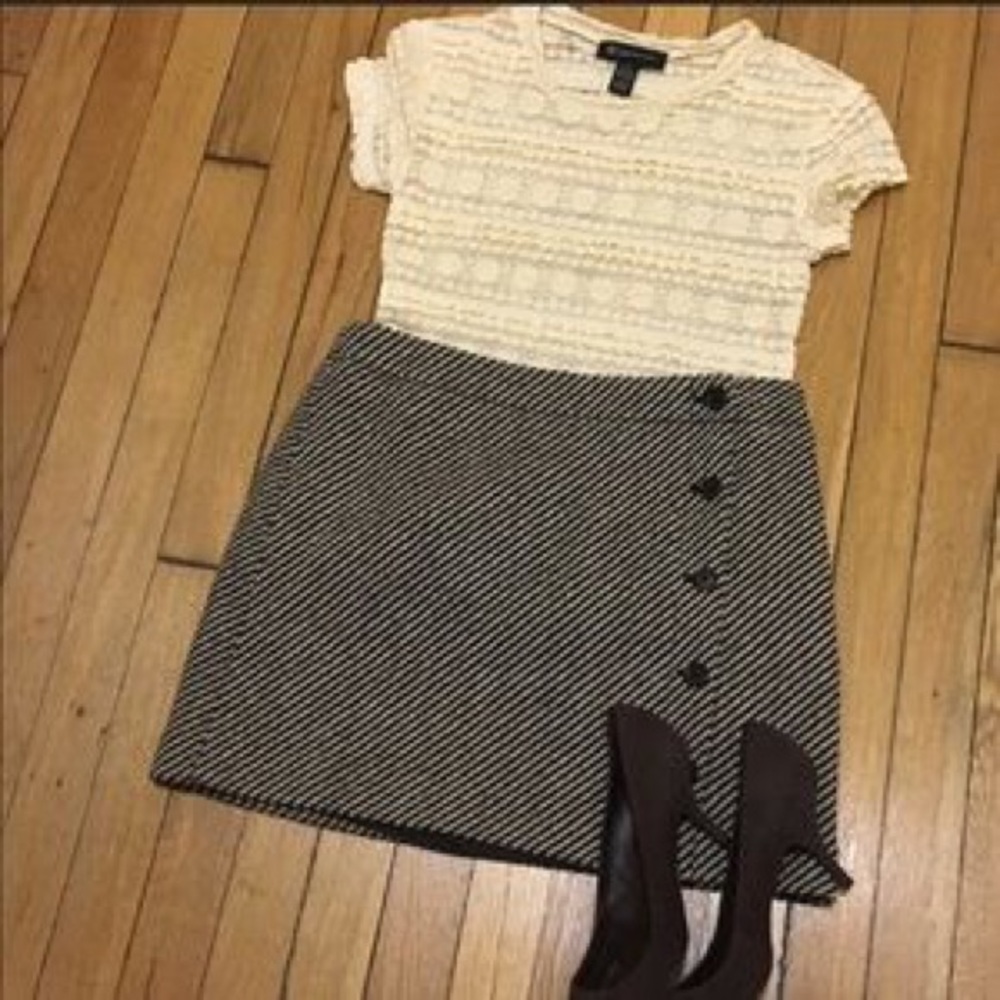J. Crew Diagonal Stripe Button Front Skirt - image 1